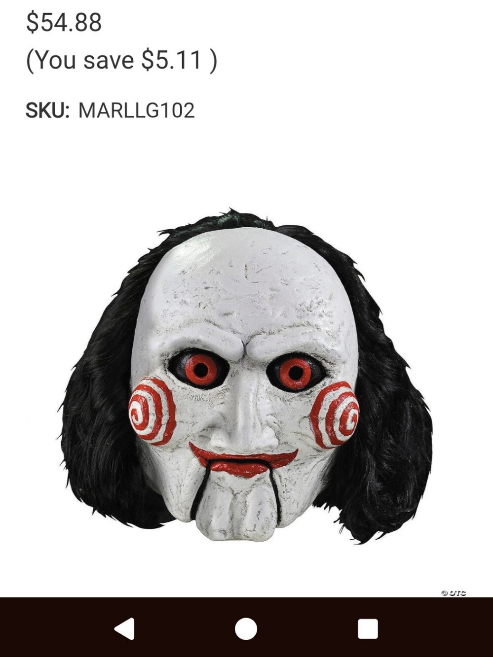 Jigsaw Billy Puppet Mask in White, Red & Black by Jigsaw